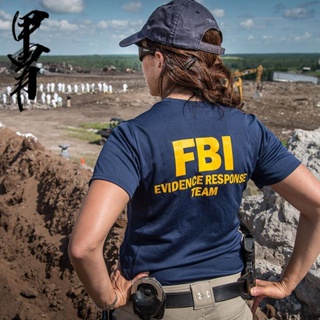 เสื้อยืดผ้าฝ้ายพิมพ์ลายขายดี 👕✨เกราะยุทธวิธี FBI FBI Agent Agent Cotton Short Sleeve เสื้อยืดแฟนกองทัพภาพยนตร์อุปกรณ์ต่