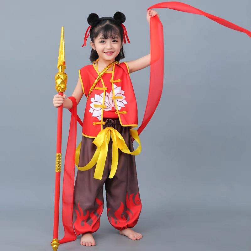 Nezha เสื้อผ้าเด็ก Magic Boy คอสเพลย์ฮาโลวีนสไตล์จีนอะนิเมะชายหญิง Nezha เครื่องแต่งกายประสิทธิภาพ
