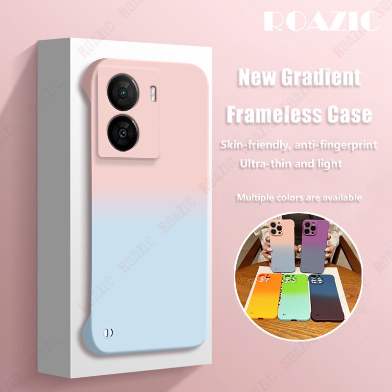เคสพลาสติกแข็ง ไล่โทนสี ไม่มีกรอบ สําหรับ VIVO IQOO Z7 Z7x 5G บางพิเศษ สีสัน เคสโทรศัพท์ กล้อง ฝาครอบป้องกัน กันชน – โปรปัง