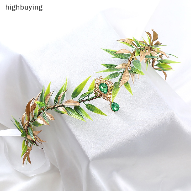 [highbuying] ใหม่ มงกุฎดอกไม้ เจ้าหญิงเอลฟ์ ใบไม้ แฮนด์เมด พลอยเทียม แฟรี่ ฮาโลวีน สําหรับผู้หญิง งานแต่งงาน พร้อมส่ง