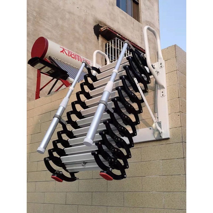 บันได Telescopic ที่มองไม่เห็นโลหะผสมไทเทเนียมแมกนีเซียม พับเก็บได้ Outdoor Villa Loft ติดผนังพับบัน