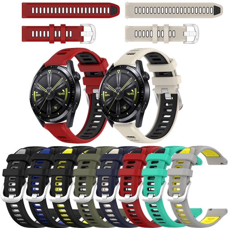 สายซิลิโคนกีฬาสายคล้องคอทูโทนสําหรับนาฬิกา Huawei GT 5 4 3 2 GT2 GT3 PRO GT2E