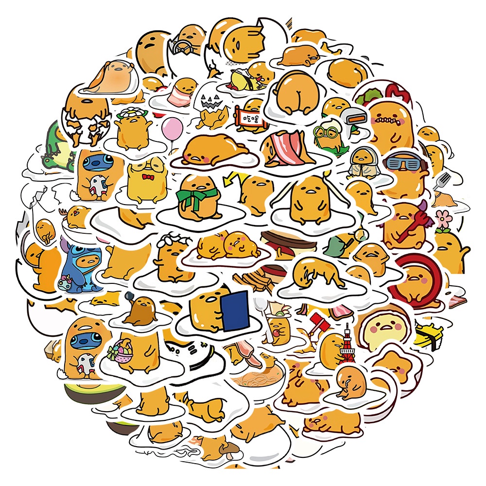 สติกเกอร์ ลายการ์ตูนกราฟฟิติ Gudetama น่ารัก กันน้ํา สําหรับติดตกแต่งหมวกกันน็อค จักรยาน 100 ชิ้น