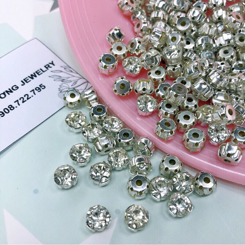 เพชรเทียม พลอยเทียม คริสตัล ทรงกลม 3D พร้อมกรงเล็บ สําหรับเย็บเสื้อผ้า ชุดเดรส ทํางาน