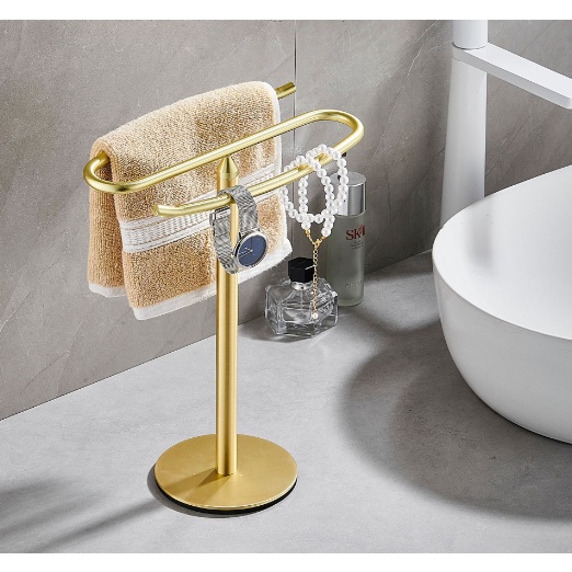Homlife ที่แขวนผ้าเช็ดมือ นาฬิกา เครื่องประดับ ห้องน้ำ ของตกแต่งบ้าน Modern Tiered Stand สีดำ สีทอง สแตนเลส - MH206