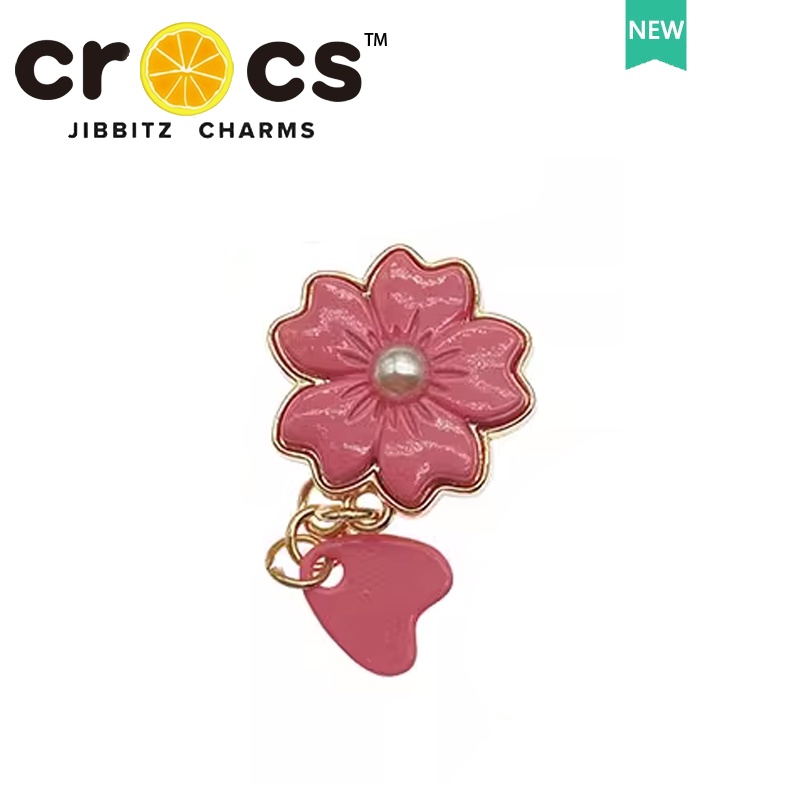 JIBBITZ cross charms ตัวติดรองเท้า ดอกซากุระชมพู ตัวติดรองเท้า cross