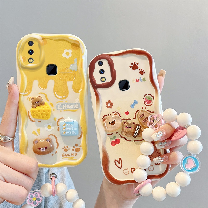 เคส vivo y85 เคส vivo v9 เคสโทรศัพท์มือถือ ลายตุ๊กตา 3D สีครีม สําหรับ