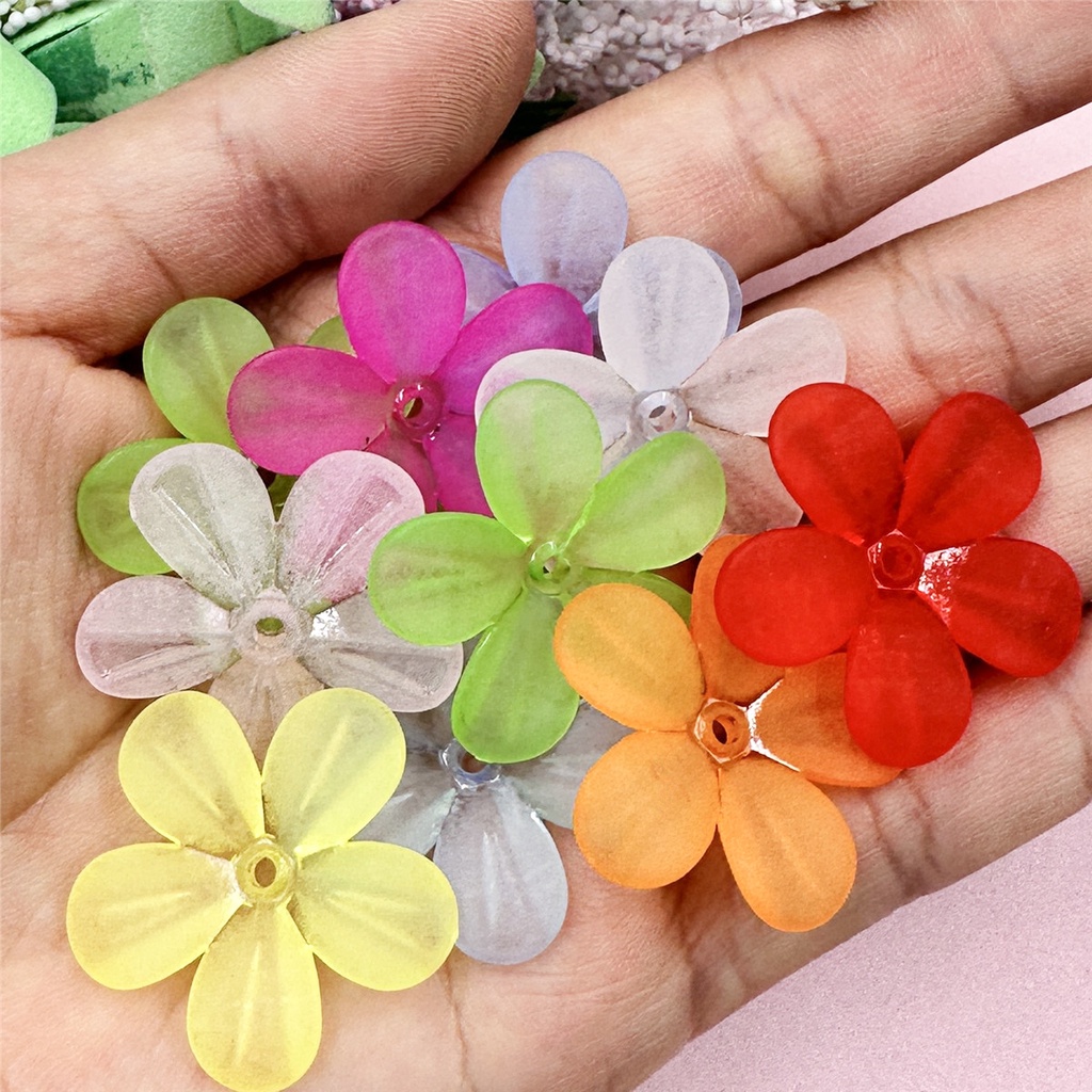กลีบดอกไม้ กึ่งใส 28.5 มม. 5 กลีบ แฮนด์เมด DIY สําหรับทําเครื่องประดับ ต่างหู ผม 10 ชิ้น ราคา ถูกที่สุด ดีลบีเคเค แกลเลอรีภาพที่ 9