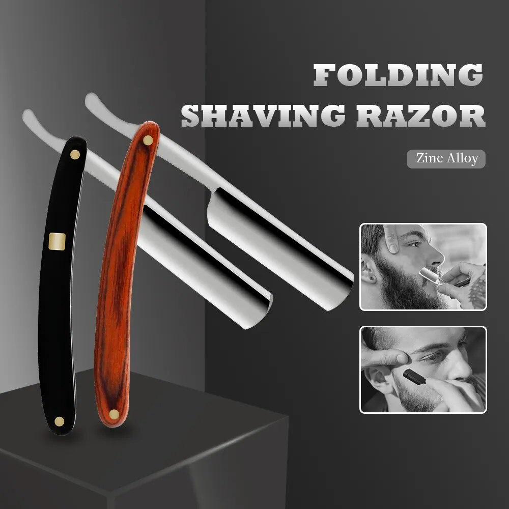 Manual Barber Razor Blade Wood Shaving Knife Men's Razor Professional Stainless Steel Barber Hair Cu