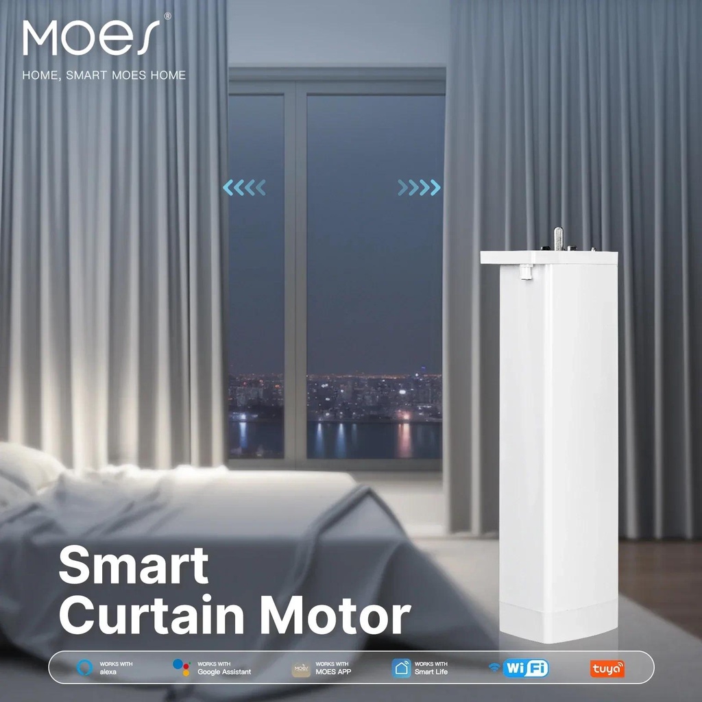 Moes ที่เปิดผ้าม่านไฟฟ้าอัจฉริยะ เสียงเงียบมาก พร้อมรีโมตคอนโทรล สําหรับ Alexa GoogleHome