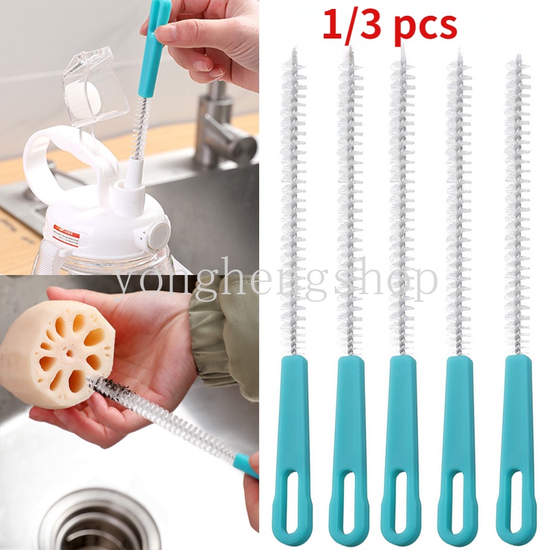 แปรงเกลียว ไนล่อน สเตนเลส ด้ามจับยาว อเนกประสงค์ สําหรับทําความสะอาดหลอดดูดน้ํา รูท่อ รากบัว 1/3 ชิ้น