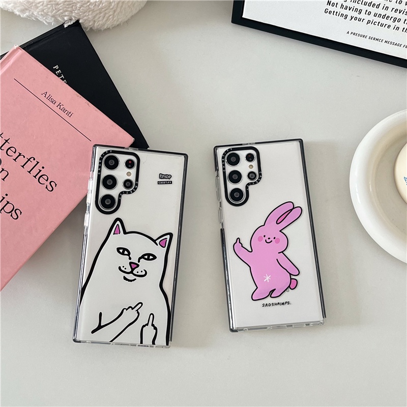 CASETIFY เคสโทรศัพท์มือถือแบบนิ่ม TPU ใส กันกระแทก ลายแมว กระต่ายน่ารัก สําหรับ Samsung Galaxy S23 Ultra Plus S21 S22 Ultra Plus S24 Ultra S24+