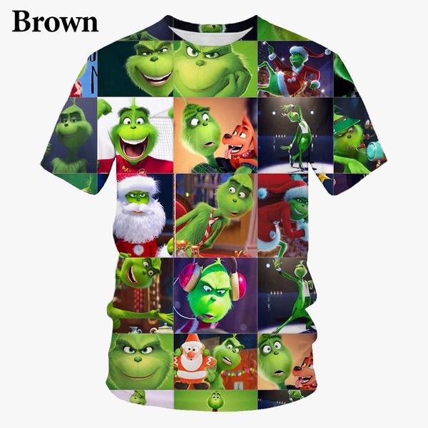 ใหม่ Unisex น่ารัก 3D Christmas T เสื้อ How the Grinch Stole Christmas T เสื้อสนุกสบายๆรอบคอ Tops