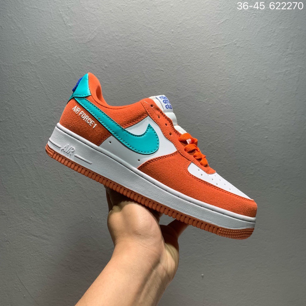 Nike5168 Air Force 1 Air Force 1 รองเท้ากีฬา แฟชั่น สําหรับผู้ชาย สีส้ม สีขาว