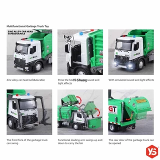 🔥ส่งไวจากไทย🔥ขนาดใหญ่,1/18ขนาดรถบรรทุกขยะของเล่นโลหะ แท็กซี่,ขับเคลื่อนของเสียการจัดการขยะรถบรรทุกที่มีไฟและเสียง,รถบรรทุกรีไซเคิลของเล่นของขวัญส