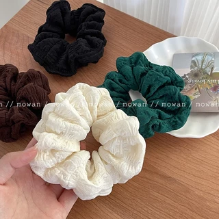ยางมัดผมหางม้า แบบยืดหยุ่น แบบนิ่ม สีขาวครีม อุปกรณ์เสริม สําหรับเด็กผู้หญิง มี 3 สี