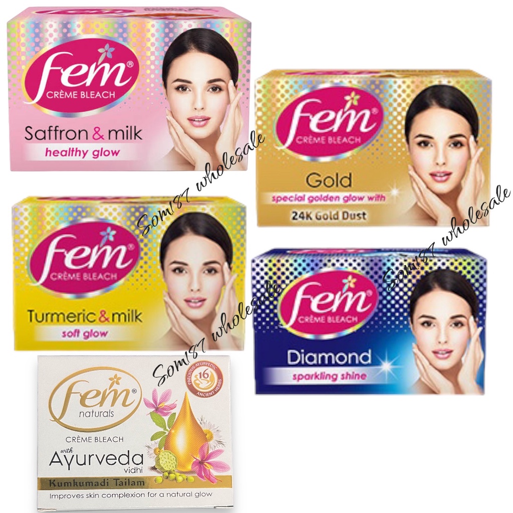 Fem กล่องชมพู/ทอง ที่ย้อมคิ้ว ครีมย้อมคิ้ว สีคิ้ว Fairness Naturals Bleach อ่อนโยน 8/40 กรัม