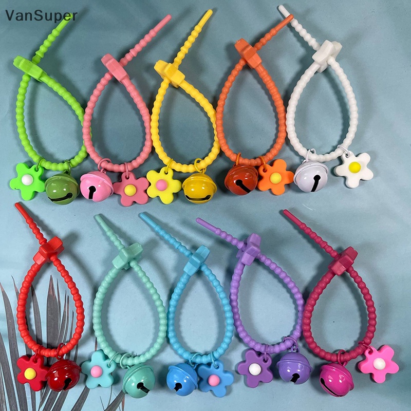 Vansuper พวงกุญแจซิลิกาเจล จี้กระดิ่ง ดอกไม้ สีแคนดี้ สําหรับตกแต่งกระเป๋าเป้สะพายหลัง