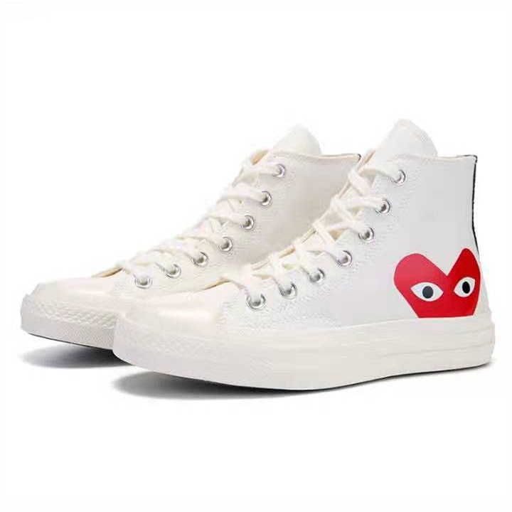 สินค้าใหม่มาใหม่ Highcut All Star Converse ผ้าใบออกแบบหัวใจสำหรับผู้ชายและผู้หญิงขนาด  รองเท้า true