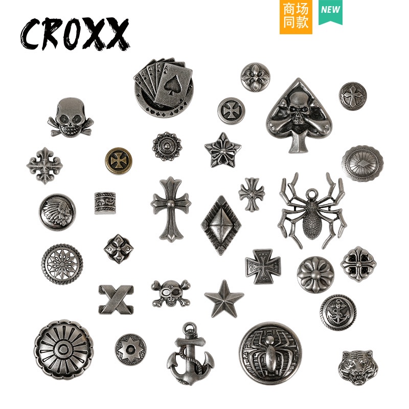 【Punk&Metal 】jibitz Croc charm ชุดอุปกรณ์เสริม หมุด 3d สไตล์บาร็อค ย้อนยุค คุณภาพสูง