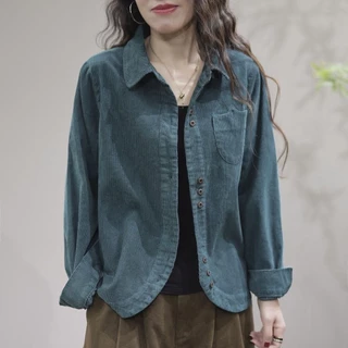 เสื้อแจ็กเก็ตคาร์ดิแกนแขนยาว ผ้าลูกฟูก ทรงหลวม เข้ากับทุกการแต่งกาย สไตล์ตะวันตก แฟชั่นฤดูใบไม้ร่วง สําหรับผู้หญิง