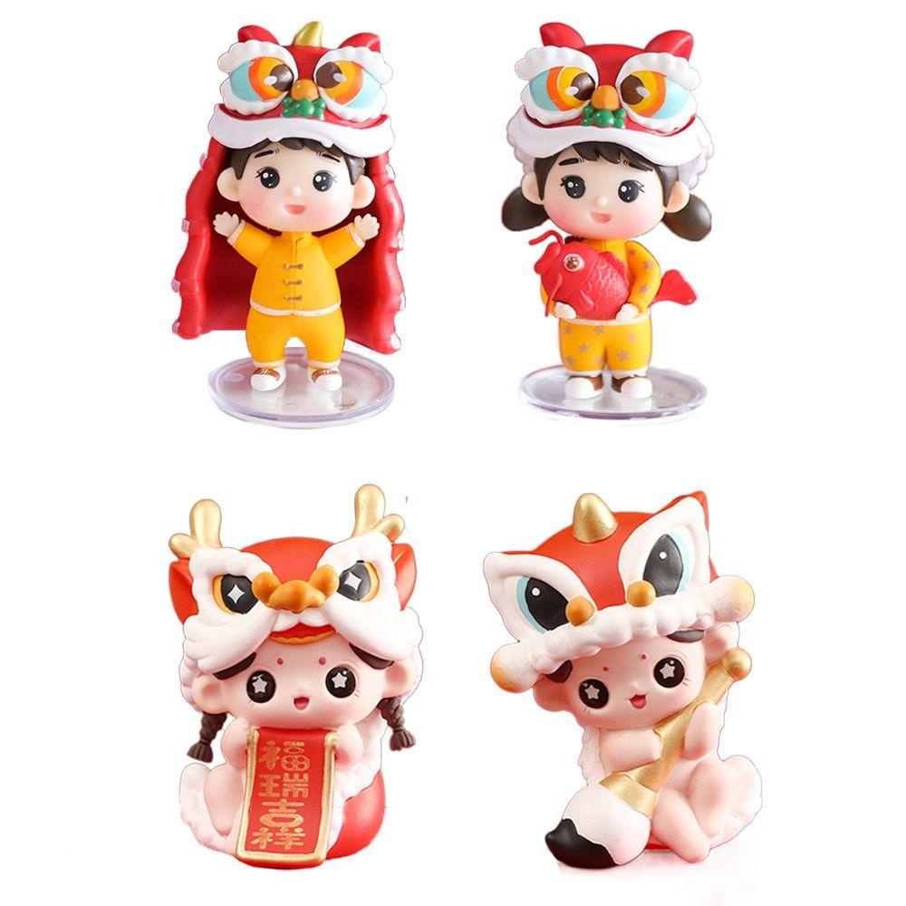 สเตลล่าริลด์ส์ตุ๊กตาเชิดสิงโต,ตรุษจีนสีแดงสิงโตเต้นรํารูปปั้นเด็กชาย,ของเล่นเด็กและเด็กผู้หญิงสไตล์จีนเครื่องประดับเชิดสิงโตเหลาตกแต - รูปที่ 2