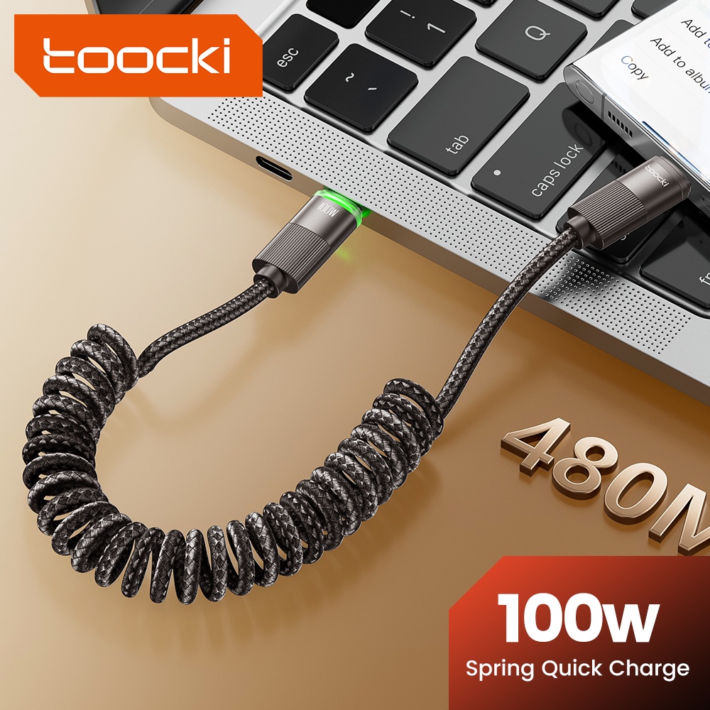 Toocki PD 100W C-C สายเคเบิลข้อมูลดิจิทัล Type C เป็น Type C ชาร์จเร็ว พร้อมไฟแสดงสถานะอัจฉริยะ สําหรับโทรศัพท์ PC แท็บเล็ต