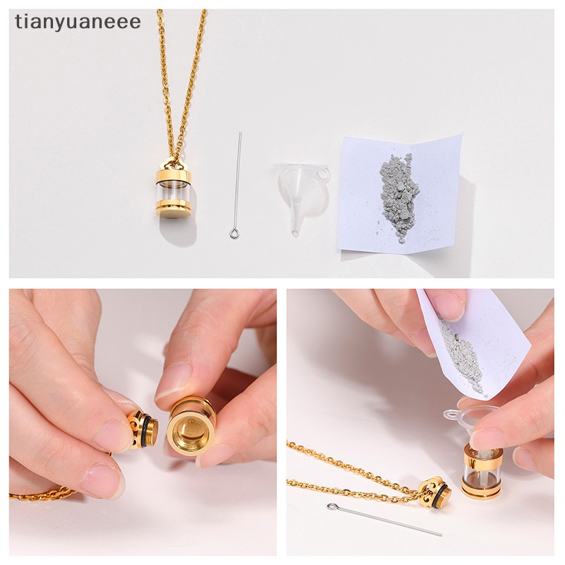 Tianyuaneee สร้อยคอ จี้หลอดแก้วใส กลวง เติมได้ เครื่องประดับ สําหรับผู้หญิง ผู้ชาย