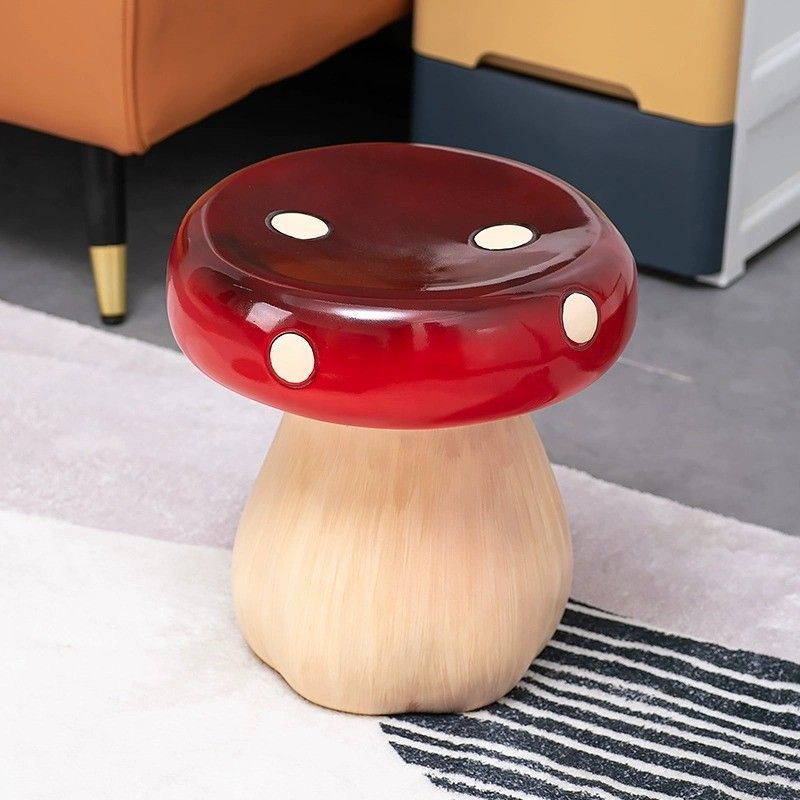 เห็ดสีแดงน่ารักเก้าอี้น้อยเก้าอี้เปลี่ยนรองเท้าเก้าอี้เตี้ยสร้างสรรค์ห้องนั่งเล่นห้องนอนของตกแ