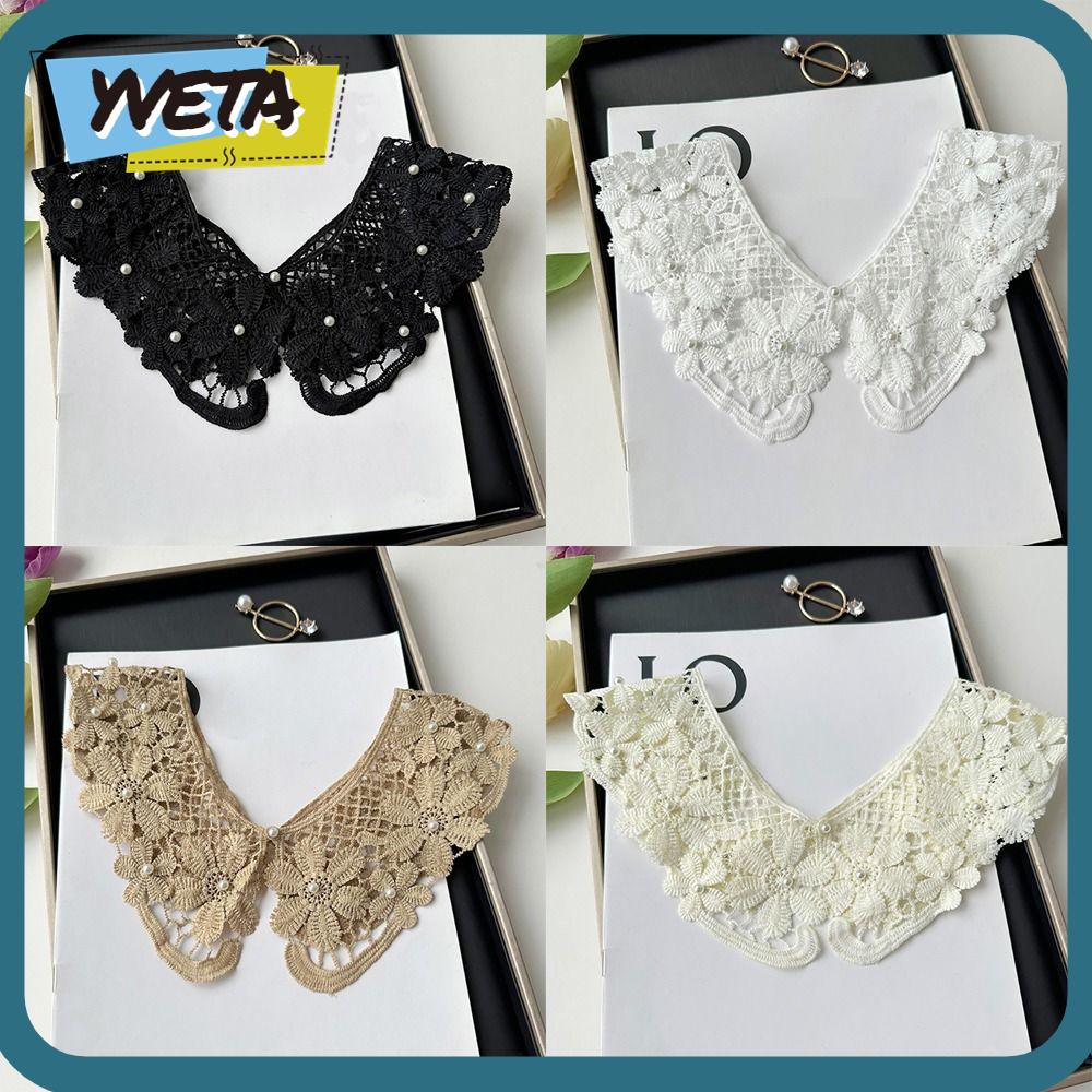 Yveta ปกเสื้อเชิ้ตปลอม แบบครึ่งตัว ถอดออกได้ แต่งลูกไม้ DIY สําหรับผู้หญิง
