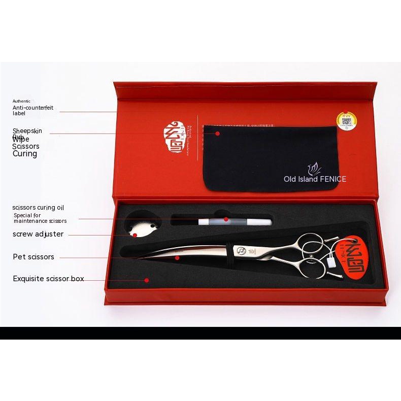 Fenice กรรไกรตัดขนสัตว์เลี้ยง ทรงโค้ง ขนาดใหญ่ 35 องศา 6 6.5 7 7.5 นิ้ว C2S3 - รูปที่ 6