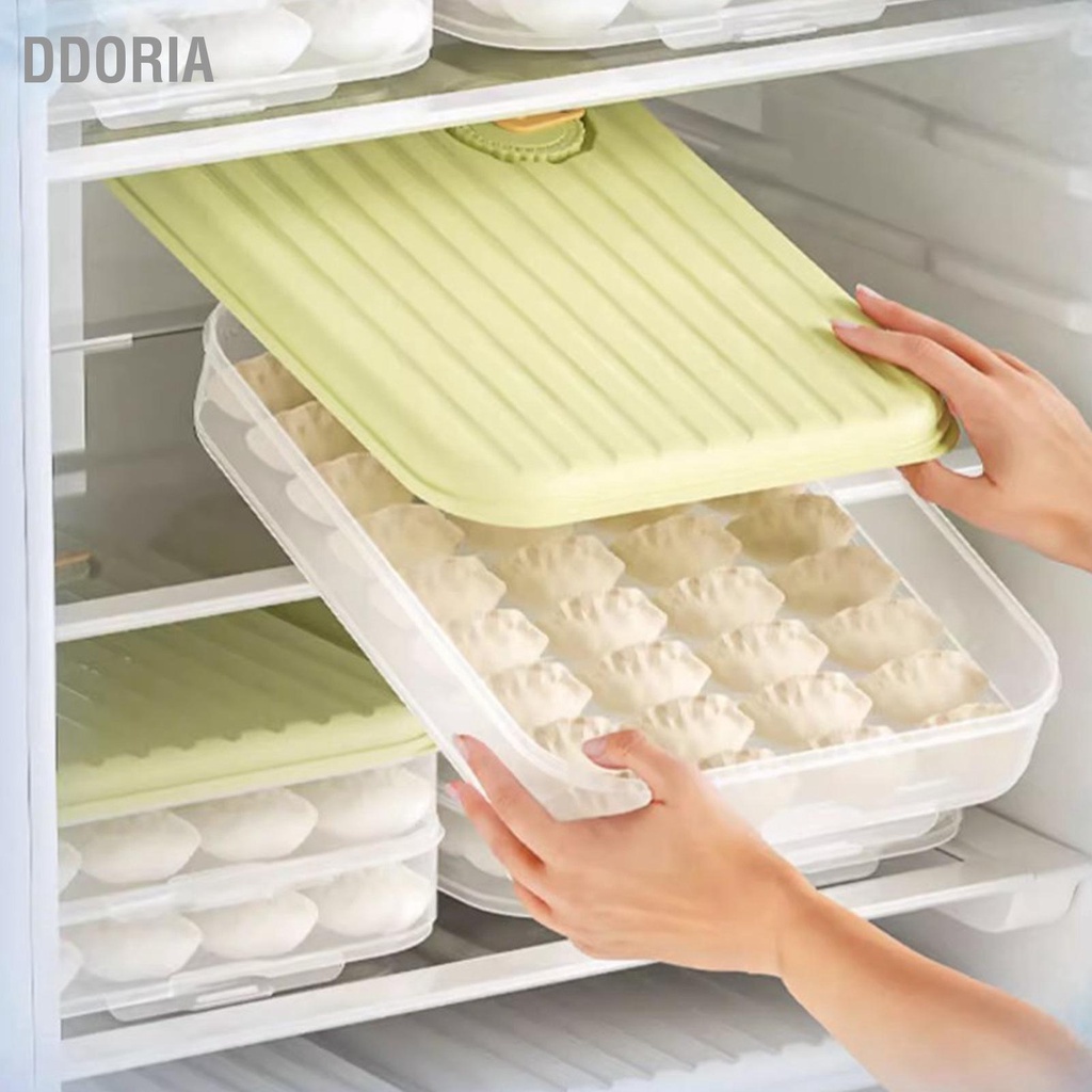 DDORIA ตู้เย็น Dumpling Box STACKABLE Multifunctional คอนเทนเนอร์สำหรับตู้แช่แข็งก๋วยเตี๋ยว