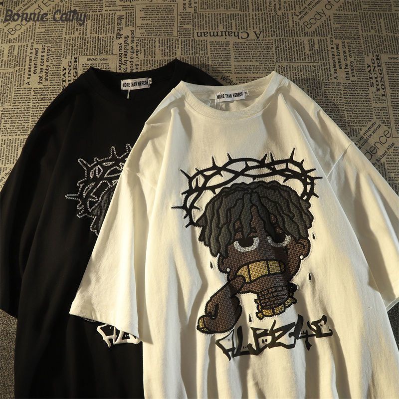 เสื้อยืด ทรงหลวม ลาย Bonnie Cathy American high street สไตล์ฮิปฮอป