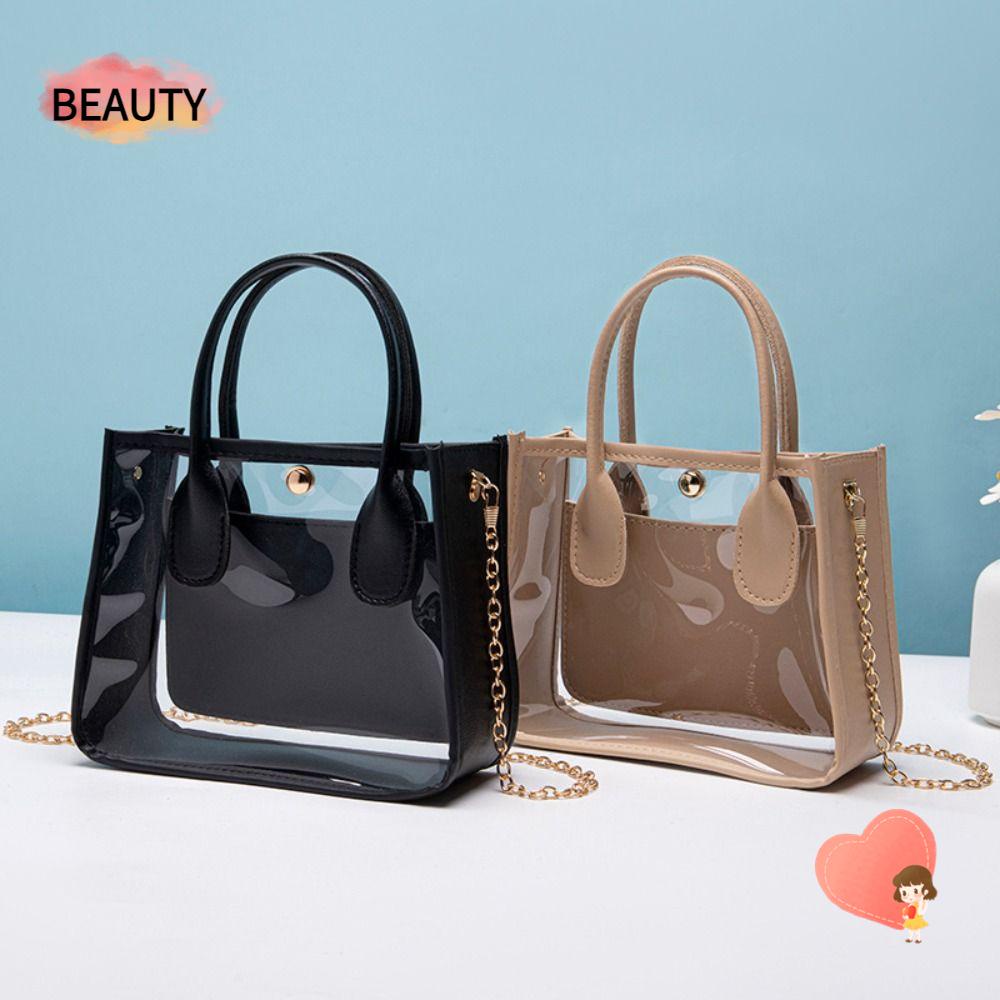 Beauty กระเป๋าสะพายข้าง PVC แบบใส ขนาดเล็ก อเนกประสงค์ แฟชั่นยอดนิยม