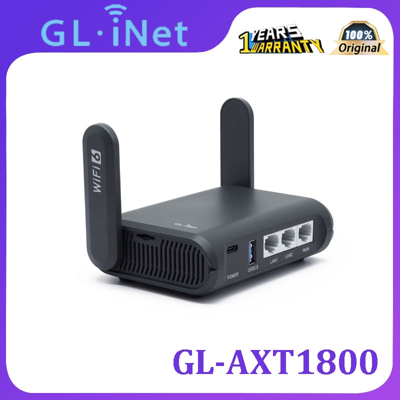 Gl.inet GL-AXT1800 เราเตอร์ขยาย ขยาย ทวนสัญญาณ 6 กิกะบิต ขนาดพกพา สําหรับโรงแรม สาธารณะ OpenWrt Adguard Home USB 3.0 ช่องเสียบการ์ด TF