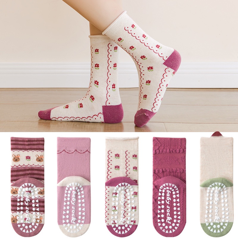 ถุงเท้าเด็กผู้หญิง ถุงเท้าไม่ลื่น ลายการ์ตูนน่ารักสำหรับเด็ก