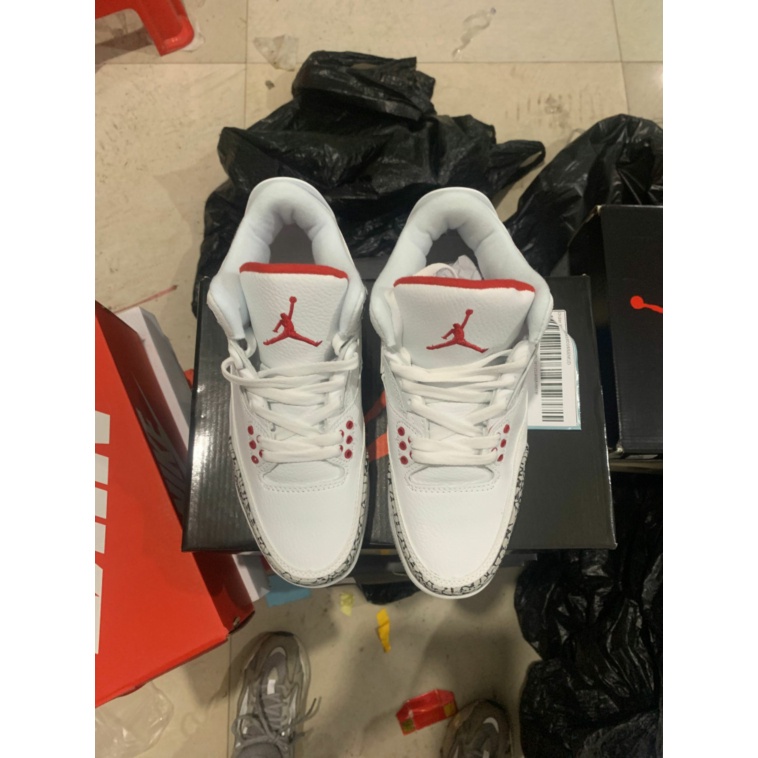 nike 2023New Hot sale Air Jordan 3 Retro White red cement Men's Shoes AJ3 Basketball shoes 136064-1