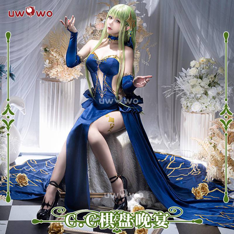Uwo รหัสอนิเมะ Geass: CC CC กระดานหมากรุกปาร์ตี้ชุด Mahjong Soul Collab คอสเพลย์เครื่องแต่งกาย