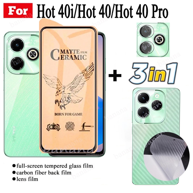 3 IN 1 ฟิล์มกระจกนิรภัยกันรอยหน้าจอ และเลนส์กล้อง เซรามิค สําหรับ infinix Hot 40i Hot 40 Pro Hot 40