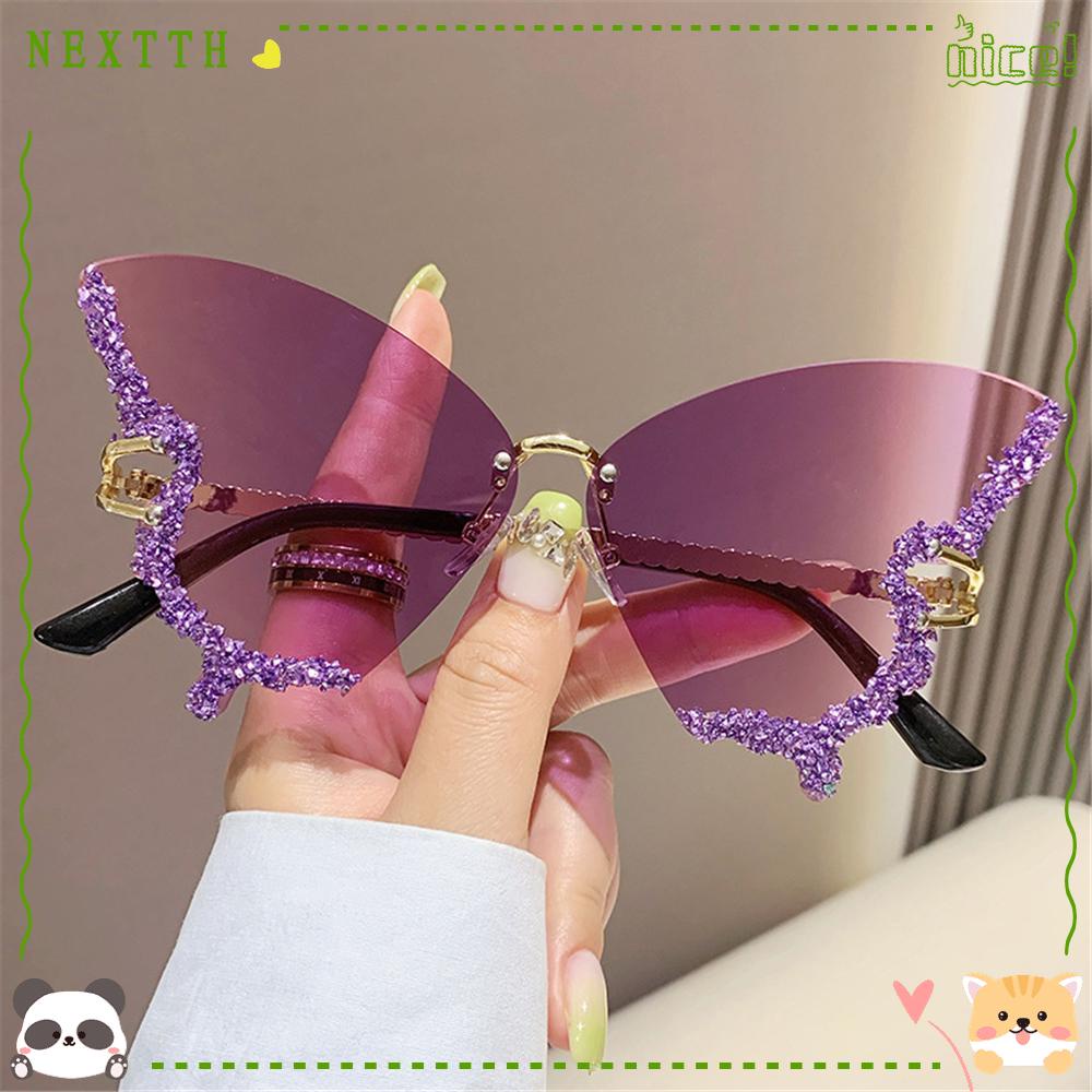 Nextth แว่นตากันแดด สีม่วง สไตล์วินเทจ ขนาดใหญ่ Y2K สําหรับผู้หญิง