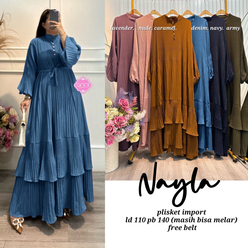 Nayla jumbo dress/nursing womens dress/party dress/womens clothes Jumbo Gamis LD 110/ชุดล่าสุด 2023