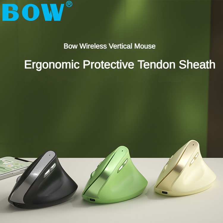 Bow เมาส์บลูทูธไร้สาย 2.4g แนวตั้ง โหมดคู่ ออกแบบตามสรีรศาสตร์ เสียงเงียบ ขนาดเล็ก สําหรับโน้ตบุ๊ก เล่นเกม