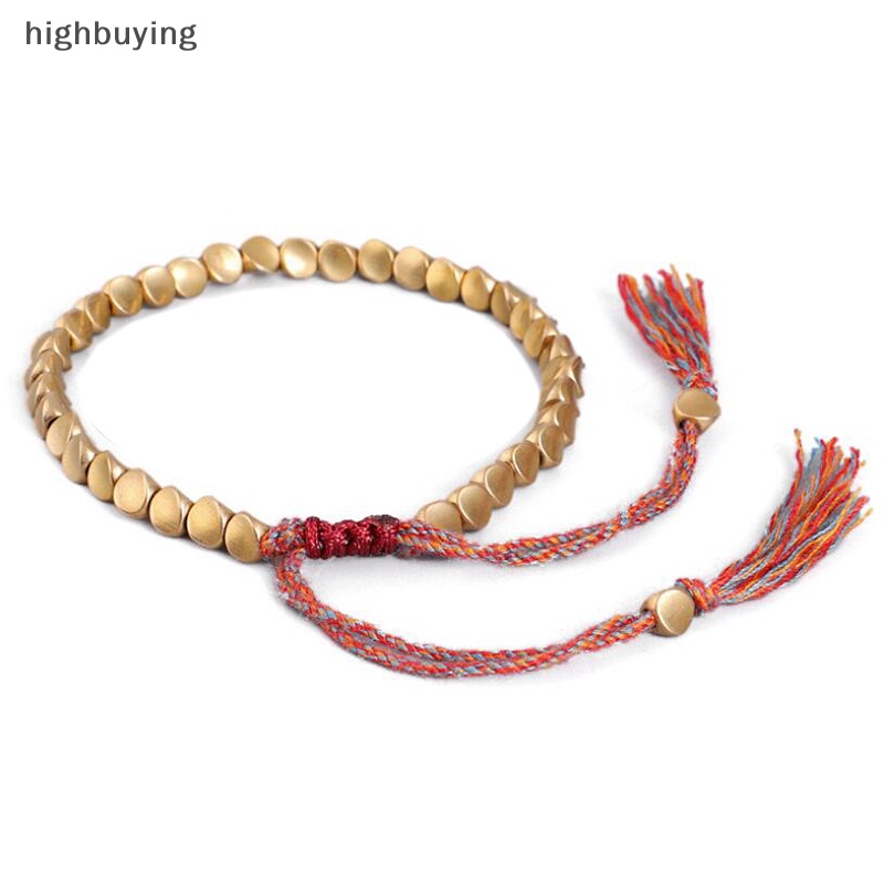 [highbuying] ทิเบต ถัก นิตติ้ง ทองแดง ลูกปัด โชคดี เชือก สร้อยข้อมือ กําไลข้อมือ เครื่องประดับ Unisex พร้อมส่ง