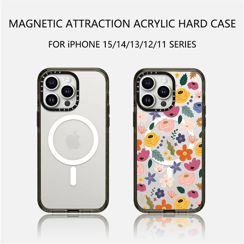 Casetify X เคสโทรศัพท์มือถืออะคริลิค TPU ใส ลายดอกไม้ หน้าร้อน พร้อมกล่อง สําหรับ Apple IPhone 11 12 13 14 15 Pro Max