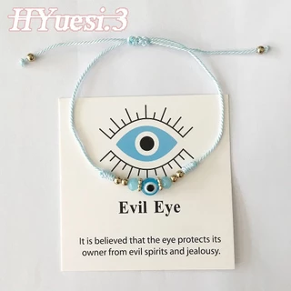 Lucky Blue Evil Eye สร้อยข้อมือคู่ แฮนด์เมด ปรับได้ เชือกถัก ลูกปัด สร้อยข้อมือ สําหรับผู้หญิง ผู้ชาย มิตรภาพ เครื่องประดับของขวัญ