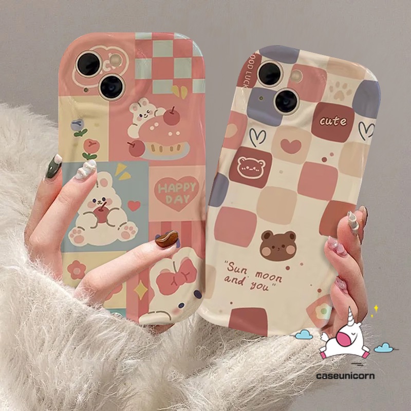 เคสโทรศัพท์มือถือ ลายสก๊อต หมีน่ารัก สําหรับ Oppo A15 A38 A18 A57 A16 A7 A76 A77 A9 A17 A78 A58 A54 A12 A5 A3s A16s A5s A53 A17K A74 A95 A31 A92 A33 A16K A96 Reno 4F 10 5 6 เคสกระต่าย