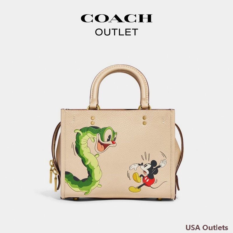 US Outlets COACH กระเป๋าสะพายข้าง กระเป๋าถือ DISNEY Mickey and Mr. Caterpillar ROGUE Tote Bag CH461