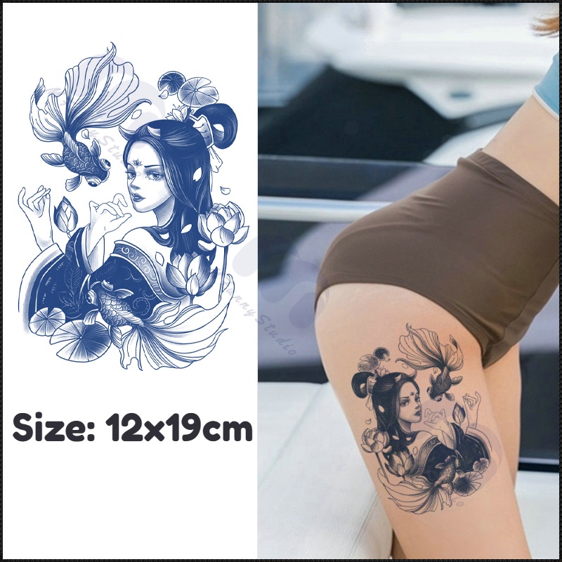 【MF Magic Tattoo】สติกเกอร์รอยสักชั่วคราว กันน้ํา 15 วันจําลอง Geisha สติกเกอร์รอยสักแขน สติกเกอร์รอยสักปลอม