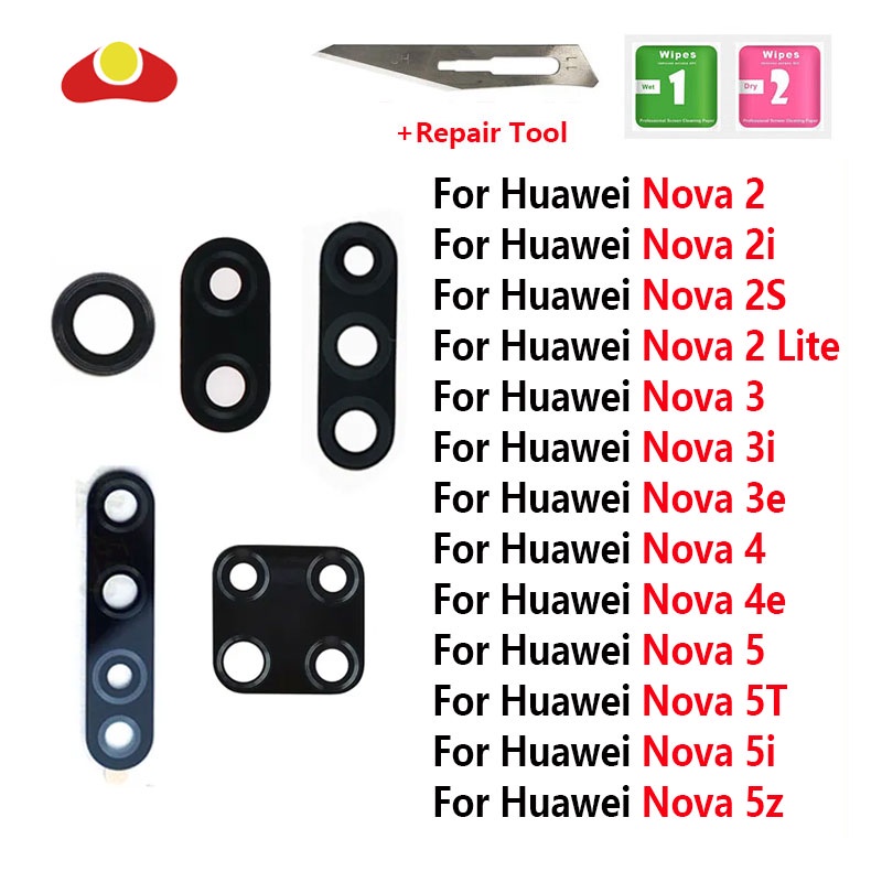 สําหรับ Huawei Nova 5i 5T 5Z 4 4e 2 lite 2 plus 5 5i Pro 2 2i 2S 3E 3i ด้านหลังเลนส์กล้องกระจกพร้อมเ