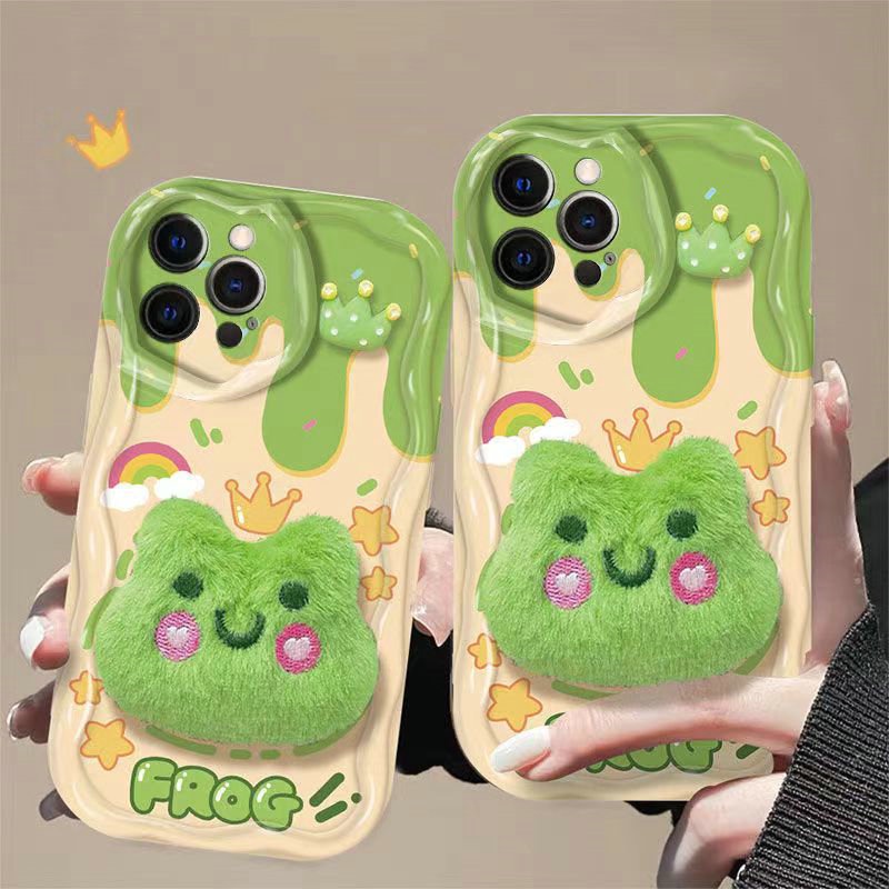 TN| เคส สำหรับ Samsung Galaxy J7 Prime M34 A25 S20 S21 S22 S23 FE S24 Plus Ultra Soft Water Ripple Glossy Crown Frog Doll Phone Case Cover Cover